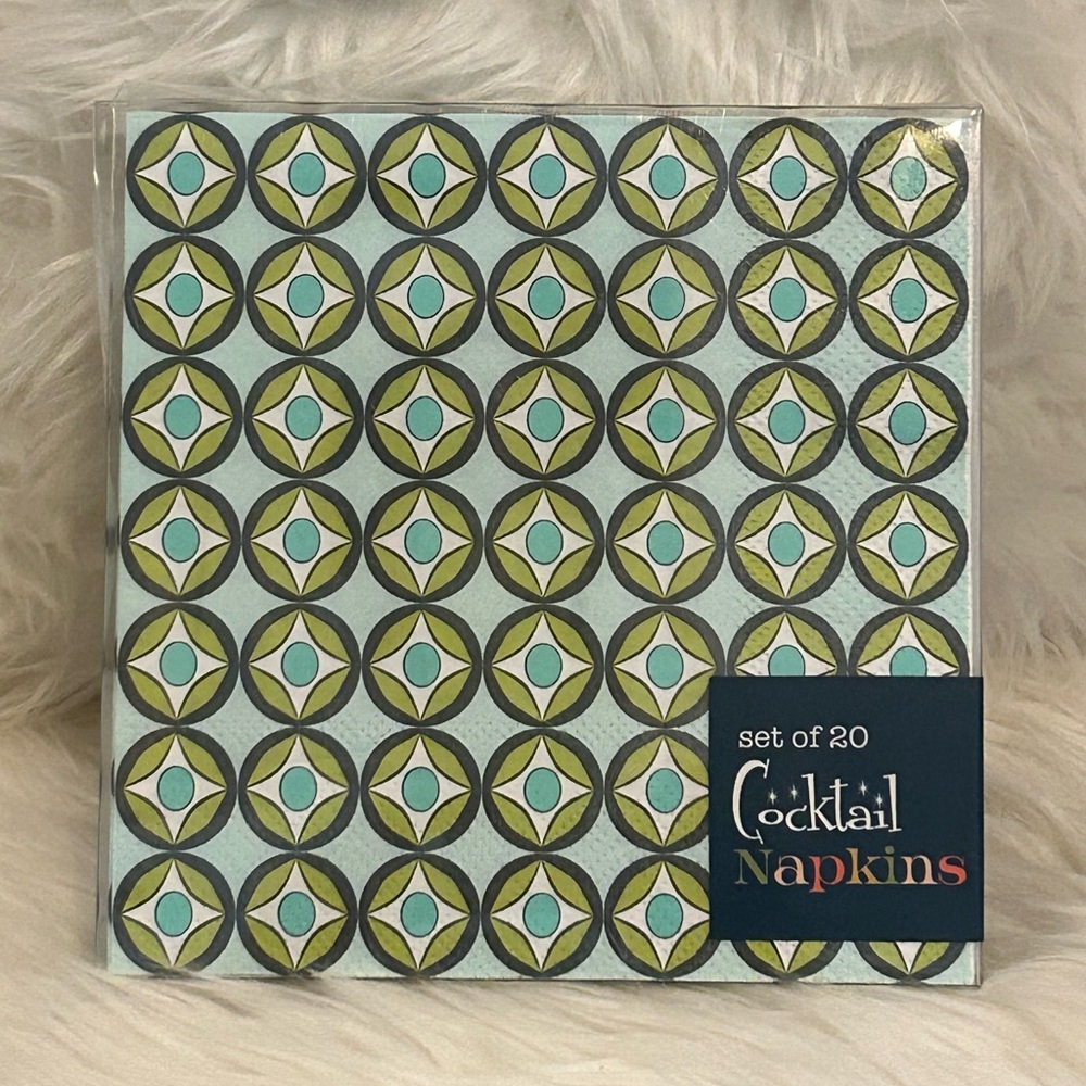 new box- mod lounge paper company set- 20 mid-century modern cocktail napkins- - Picture 3 of 7